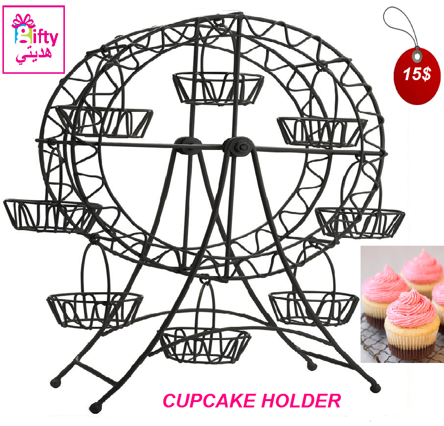 BLACK METAL FERRIS WHEEL CUPCAKE HOLDER