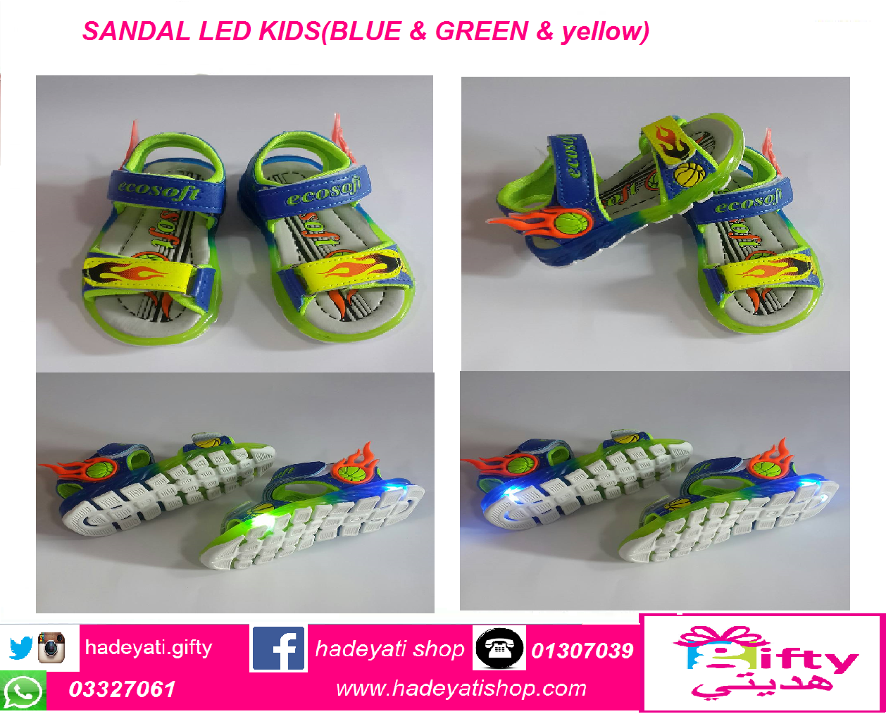 SANDAL LED KIDS(BLUE & GREEN & yellow)