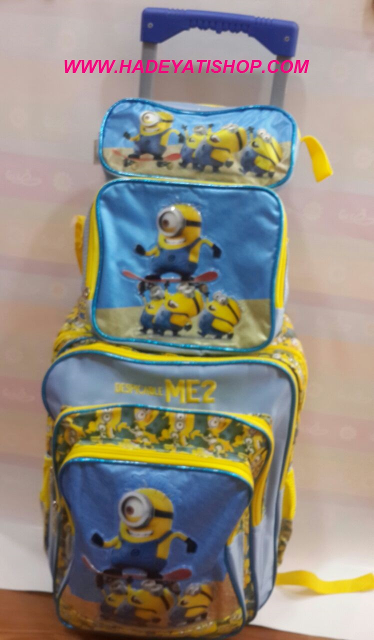 MINIONS trolley school bag with lunch&pencil bag,3 pcs in 1 set