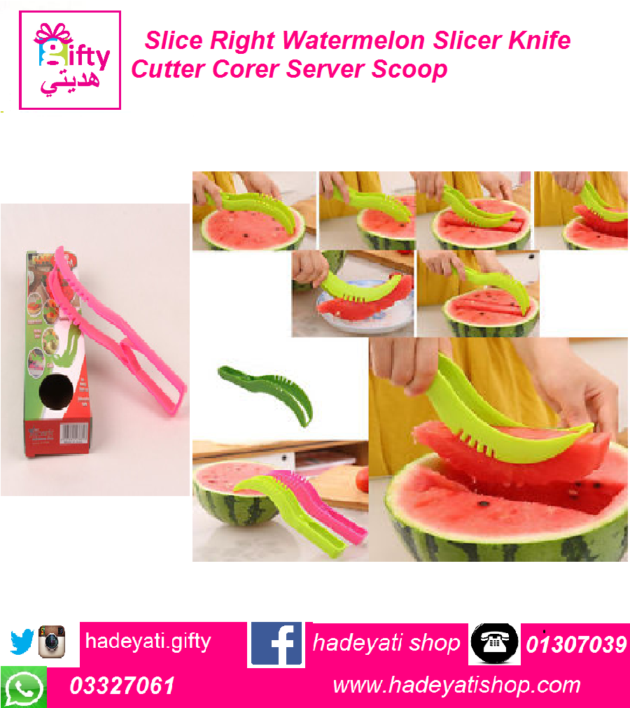 Slice Right Watermelon Slicer Knife Cutter Corer Server Scoop