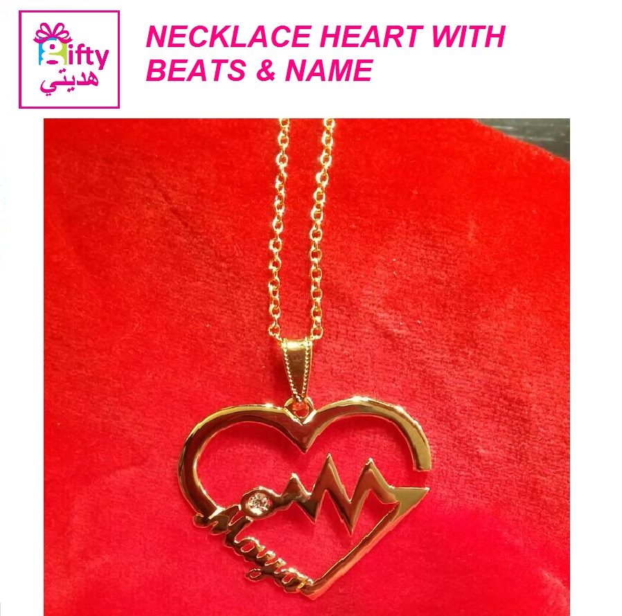 NECKLACE HEART WITH BEATS & NAME
