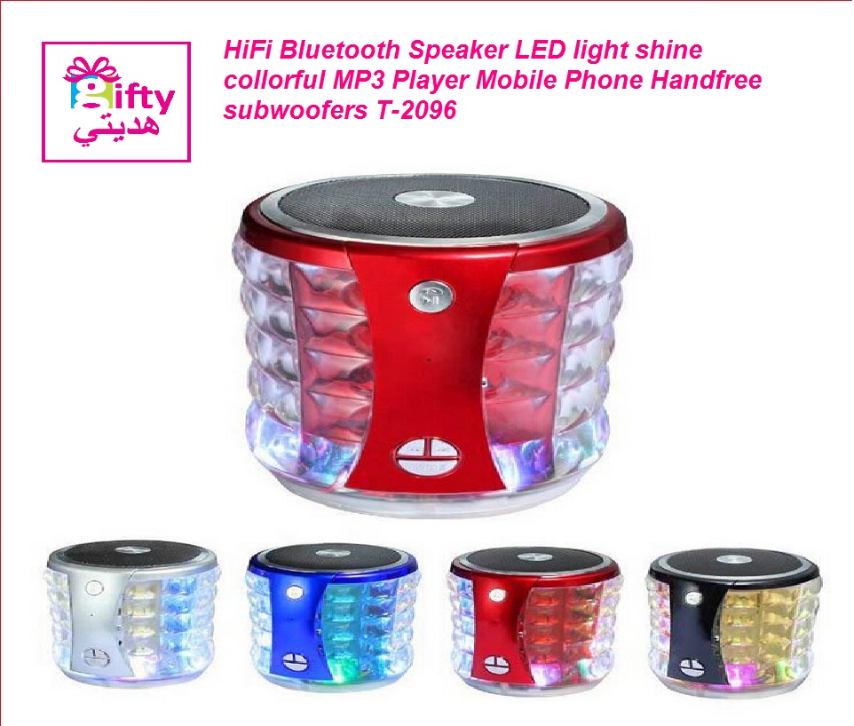 HiFi Bluetooth Speaker LED light shine collorful MP3 Player Mobile Phone Handfree subwoofers T-2096