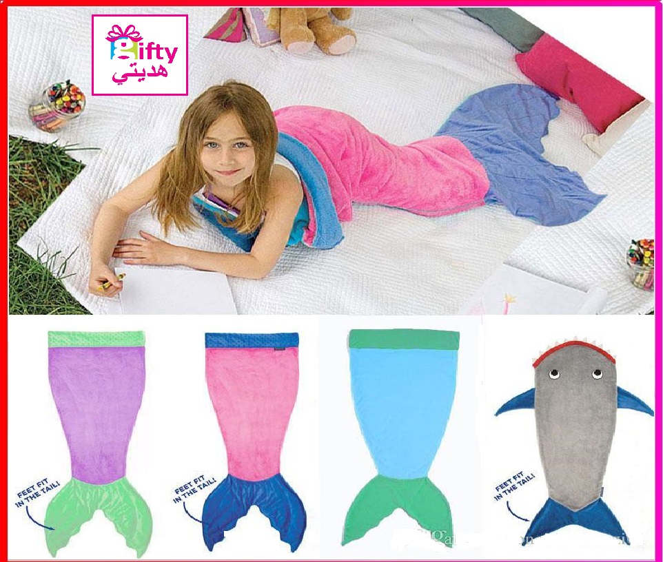 Mermaid & Shark Tail Wrap Soft Fleece Blanket Bed snuggle-in Sleeping Bag