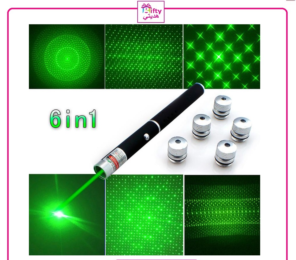 Laser Green Pointer Pen Star Cap High Power 6 in1 5mw Powerful
