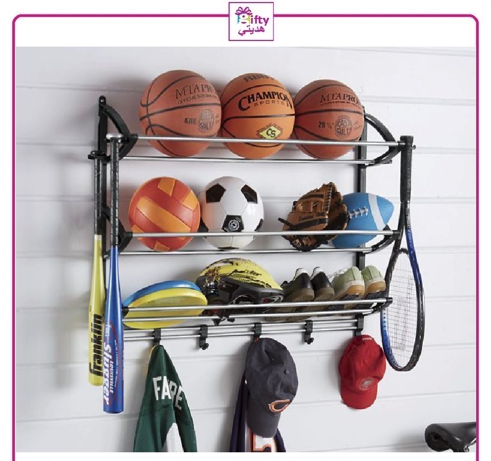 Sports Equipment Storage Rack Garage Organizer Station Gear Shelving Ball Bag